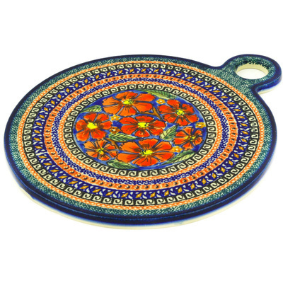 Polish Pottery Cutting Board 11&quot; Poppies UNIKAT
