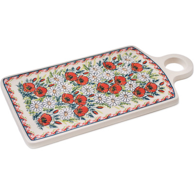 Polish Pottery Cutting Board 11&quot; Poppy-go-round UNIKAT