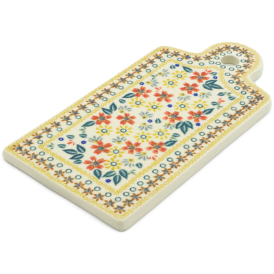 Polish Pottery Cutting Board 11&quot; Red Anemone Meadow UNIKAT