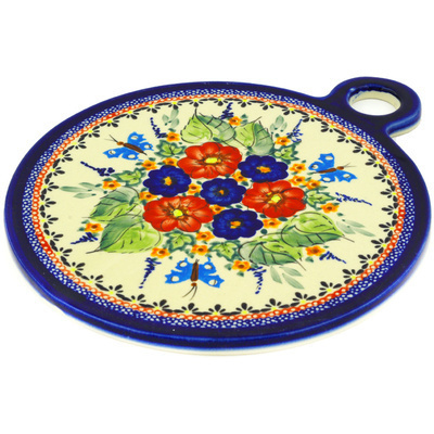 Polish Pottery Cutting Board 11&quot; Spring Splendor UNIKAT