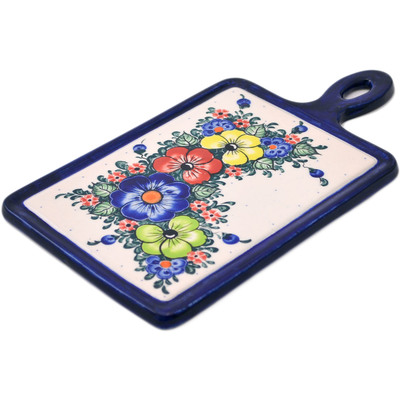 Polish Pottery Cutting Board 11&quot; Summertime Blues