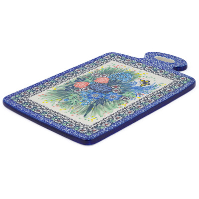 Polish Pottery Cutting Board 12&quot; Baby&#039;s Breath Butterfly UNIKAT