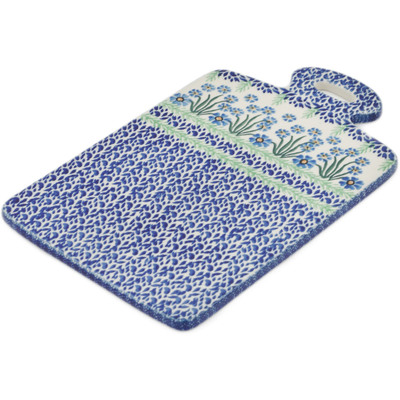 Polish Pottery Cutting Board 12&quot; Blue April Showers