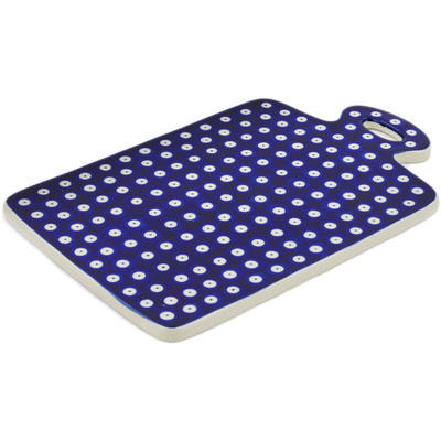 Polish Pottery Cutting Board 12&quot; Blue Eyes