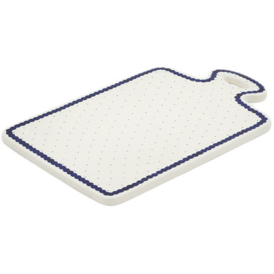 Polish Pottery Cutting Board 12&quot; Blue Polka Dot