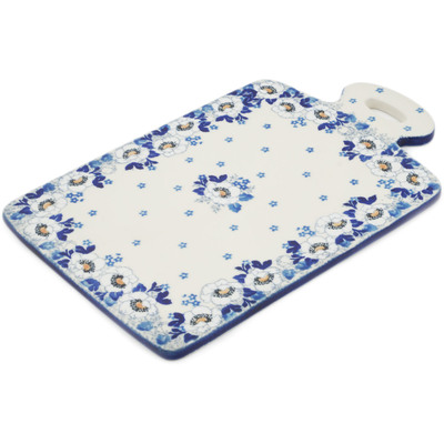 Polish Pottery Cutting Board 12&quot; Blue Spring