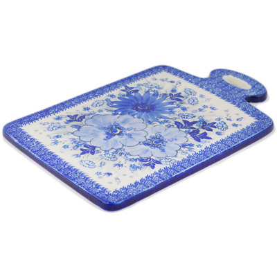 Polish Pottery Cutting Board 12&quot; Blue Wildflower Patch UNIKAT