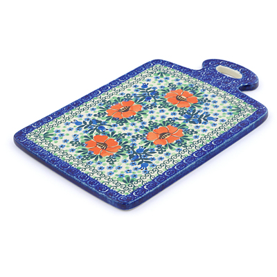 Polish Pottery Cutting Board 12&quot; Bluebells And Lace UNIKAT