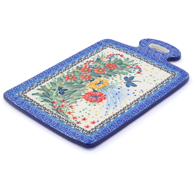 Polish Pottery Cutting Board 12&quot; Dragonfly Meadow UNIKAT