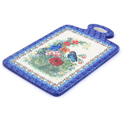 Polish Pottery Cutting Board 12&quot; Garden Parrot UNIKAT