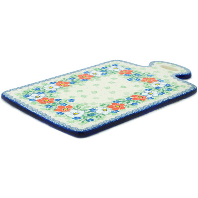 Polish Pottery Cutting Board 12&quot; Lovely Hibiscus UNIKAT