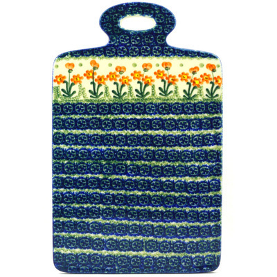 Polish Pottery Cutting Board 12&quot; Peach Spring Daisy
