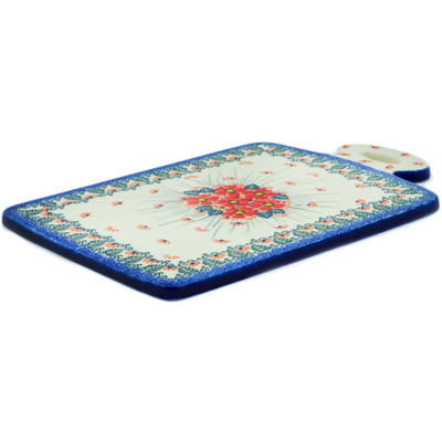 Polish Pottery Cutting Board 12&quot; Pink Forget Me Not UNIKAT