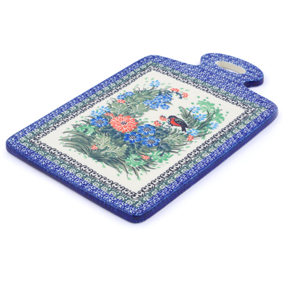 Polish Pottery Cutting Board 12&quot; Red Breasted Robin UNIKAT