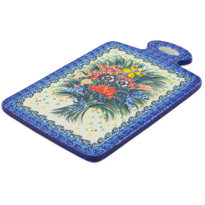 Polish Pottery Cutting Board 12&quot; Spring Butterfly Bouquet UNIKAT