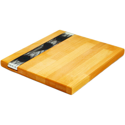 Wood Cutting Board 13&quot; Black Feather