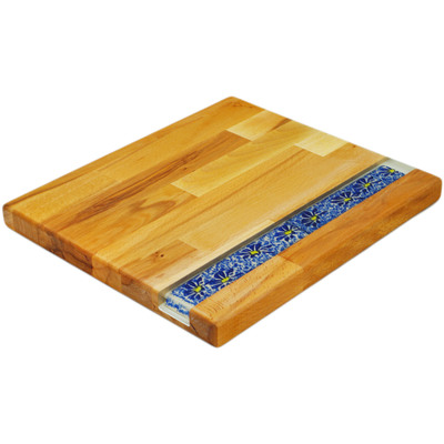 Wood Cutting Board 13&quot; Blue Cornflower