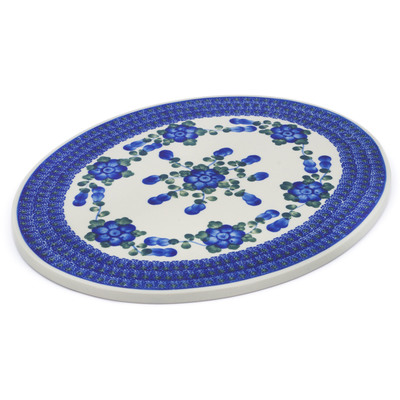 Polish Pottery Cutting Board 13&quot; Blue Poppies