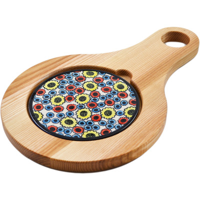 Polish Pottery Cutting Board 15&quot; Flower Freedom
