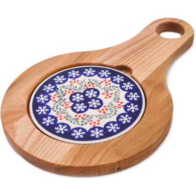 Polish Pottery Cutting Board 15&quot; Snowflakes Tree