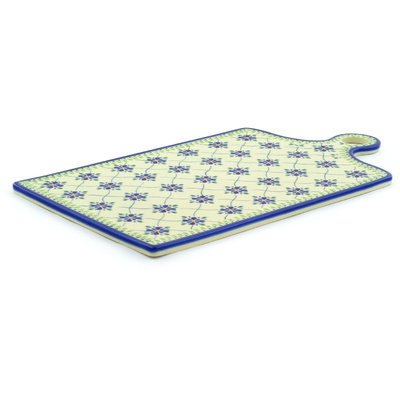 Polish Pottery Cutting Board 18&quot; Gingham Trellis