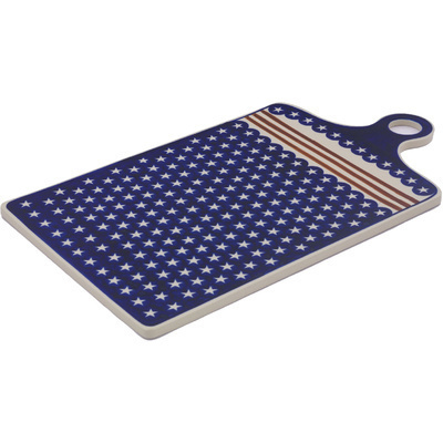 Polish Pottery Cutting Board 18&quot; Stars And Stripes