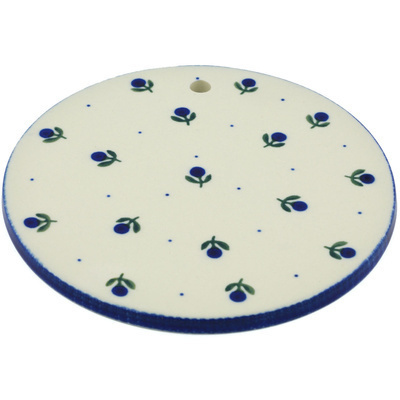 Polish Pottery Cutting Board 7&quot; Blue Buds