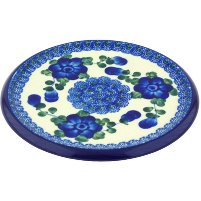 Polish Pottery Cutting Board 7&quot; Blue Poppies