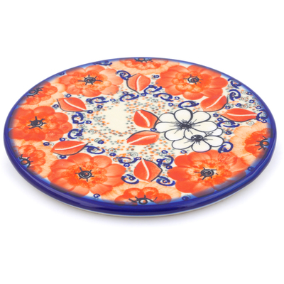 Polish Pottery Cutting Board 7&quot; Poppy Passion