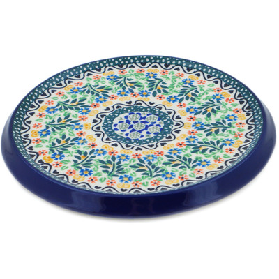 Polish Pottery Cutting Board 8&quot; Black Heart Garden UNIKAT
