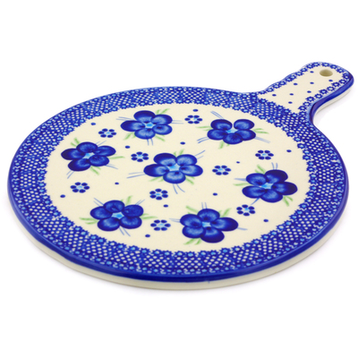Polish Pottery Cutting Board 8&frac12;-inch Bleu-belle Fleur
