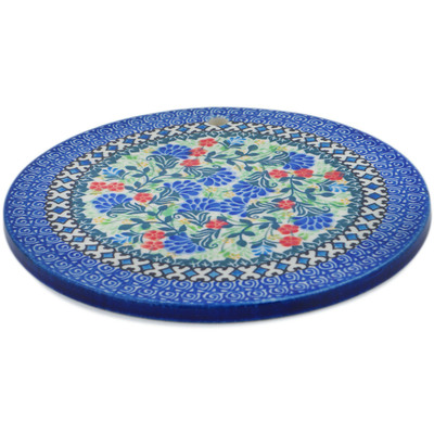Polish Pottery Cutting Board 8&quot; Blue Bonnets UNIKAT