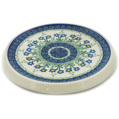 Polish Pottery Cutting Board 8&quot; Blue Daisy Circle