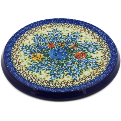 Polish Pottery Cutting Board 8&quot; Bluebonnets And Roses UNIKAT