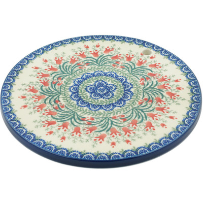 Polish Pottery Cutting Board 8&quot; Crimson Bells