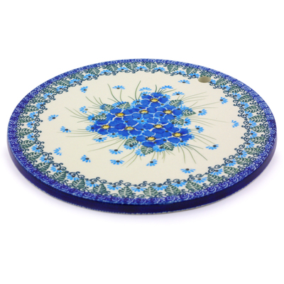Polish Pottery Cutting Board 8&quot; Forget Me Not UNIKAT