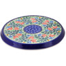 Polish Pottery Cutting Board 8&quot; Peach Fan Fare UNIKAT