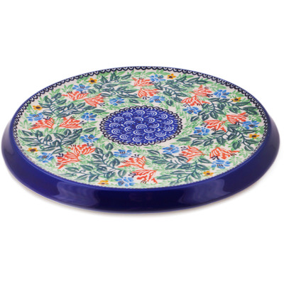 Polish Pottery Cutting Board 8&quot; Peach Fan Fare UNIKAT
