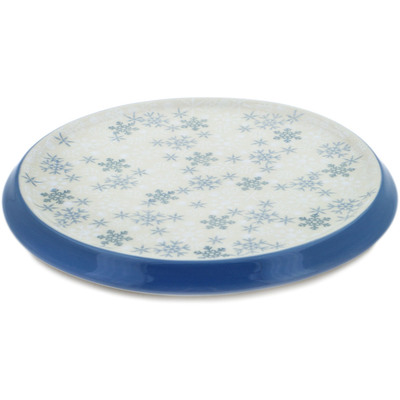 Polish Pottery Cutting Board 8&quot; Silver Snow Fall UNIKAT
