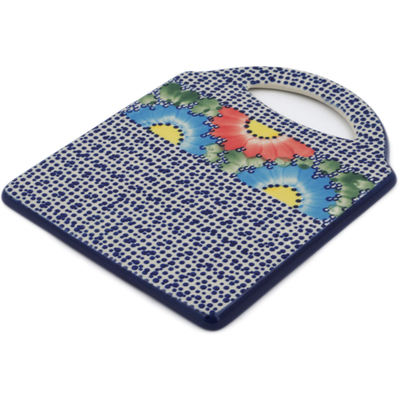 Polish Pottery Cutting Board 8&quot; Spotted Garden UNIKAT