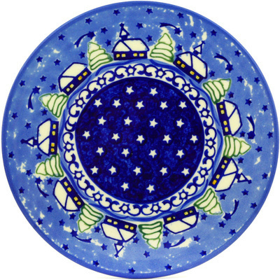 Polish Pottery Cutting Board 8&quot; Village Stars UNIKAT