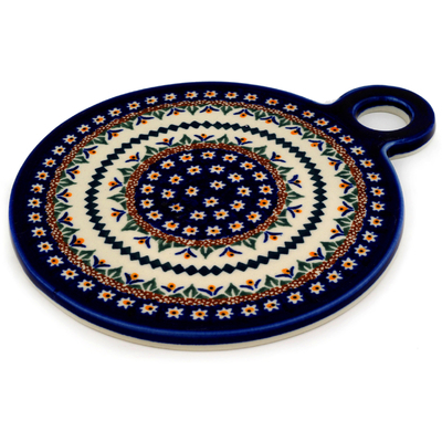 Polish Pottery Cutting Board 9&quot; Floral Peacock UNIKAT