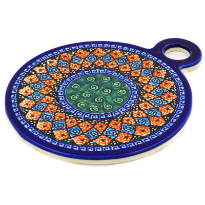 Polish Pottery Cutting Board 9&quot; Harlequin UNIKAT