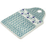 Polish Pottery Cutting Board 9&quot; Lucky Blue Clover