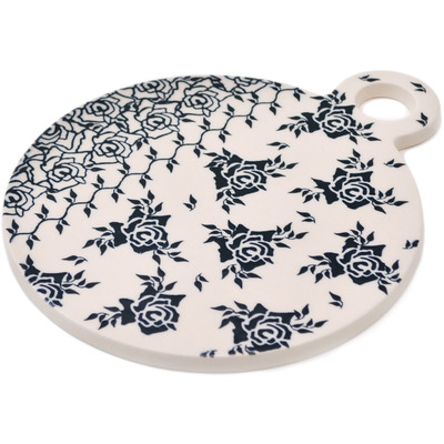 Polish Pottery Cutting Board 9&quot; Midnight Rose