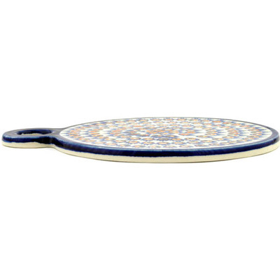 Polish Pottery Cutting Board 9&quot; Peacock Feathers