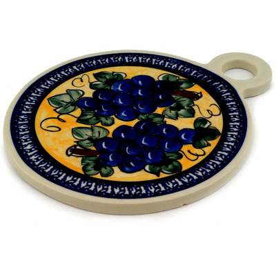 Polish Pottery Cutting Board 9&quot; Tuscan Grapes