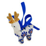 Polish Pottery Deer Ornament 3&quot; Peacock