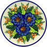 Polish Pottery Dessert Plate 7&frac12;-inch Blue Bouquet UNIKAT
