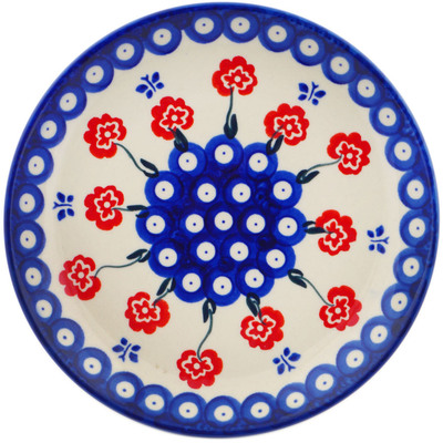 Polish Pottery Dessert Plate 7&frac12;-inch Blue Eye Spring
